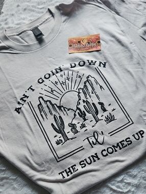 Gildan White Short Sleeve Tee with Black Desert Graphic